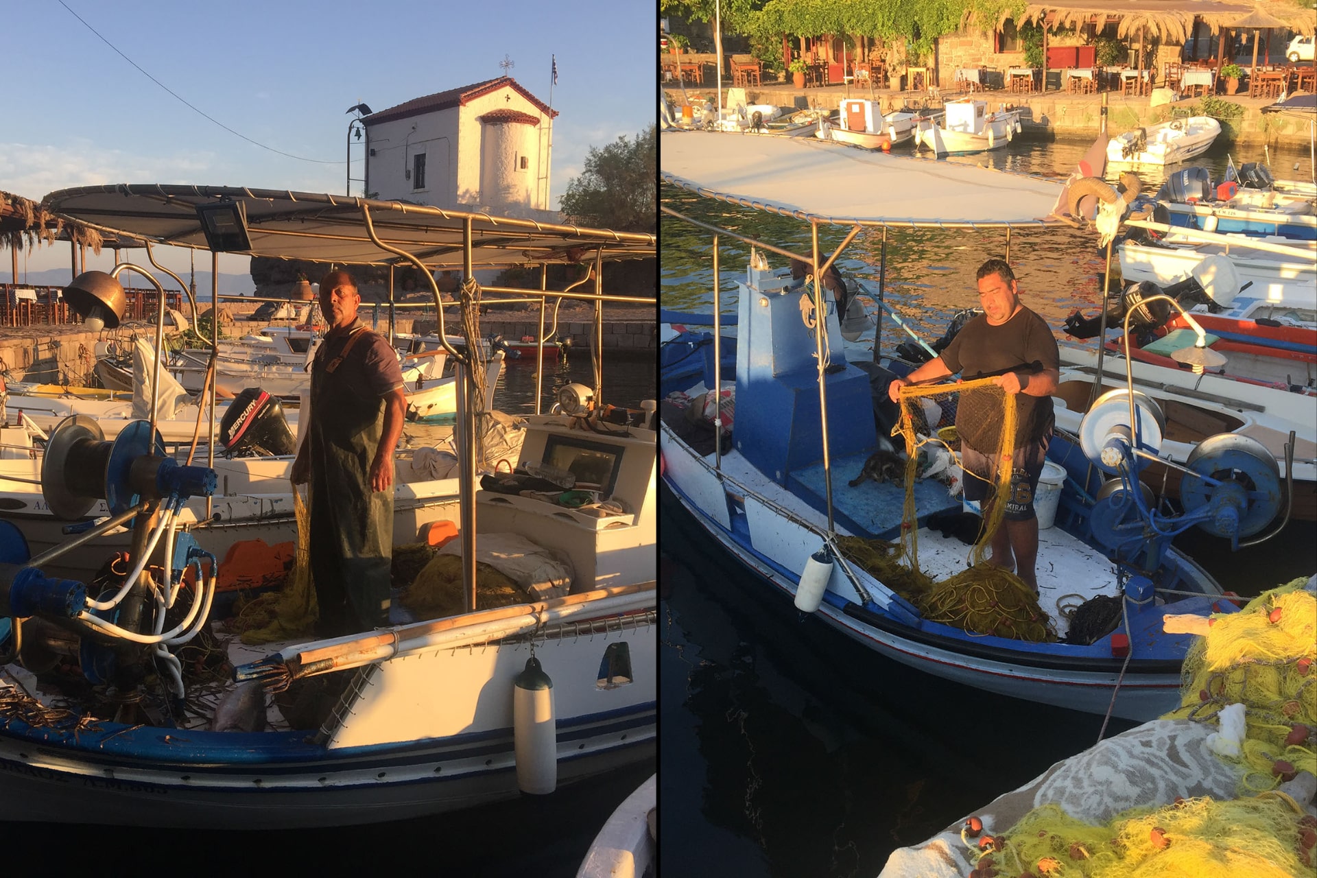 Lesvos fishermen Thanos Marmarinos and Kostas Pinteris