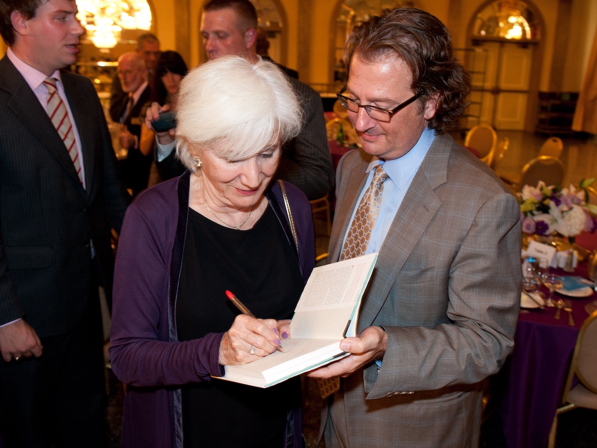 Olympia Dukakis signing her autobiography at a Greek America Foundation event