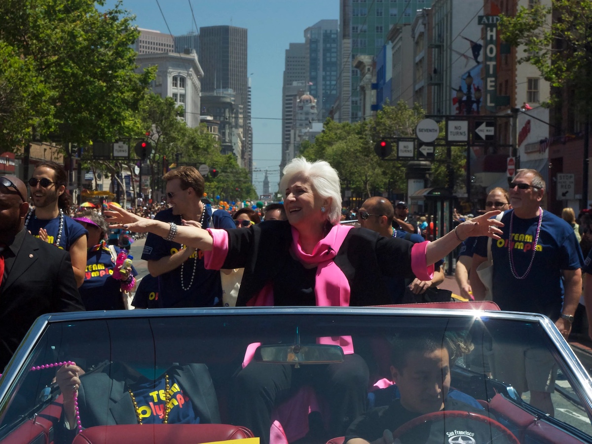 Olympia Dukakis at a Pride parade