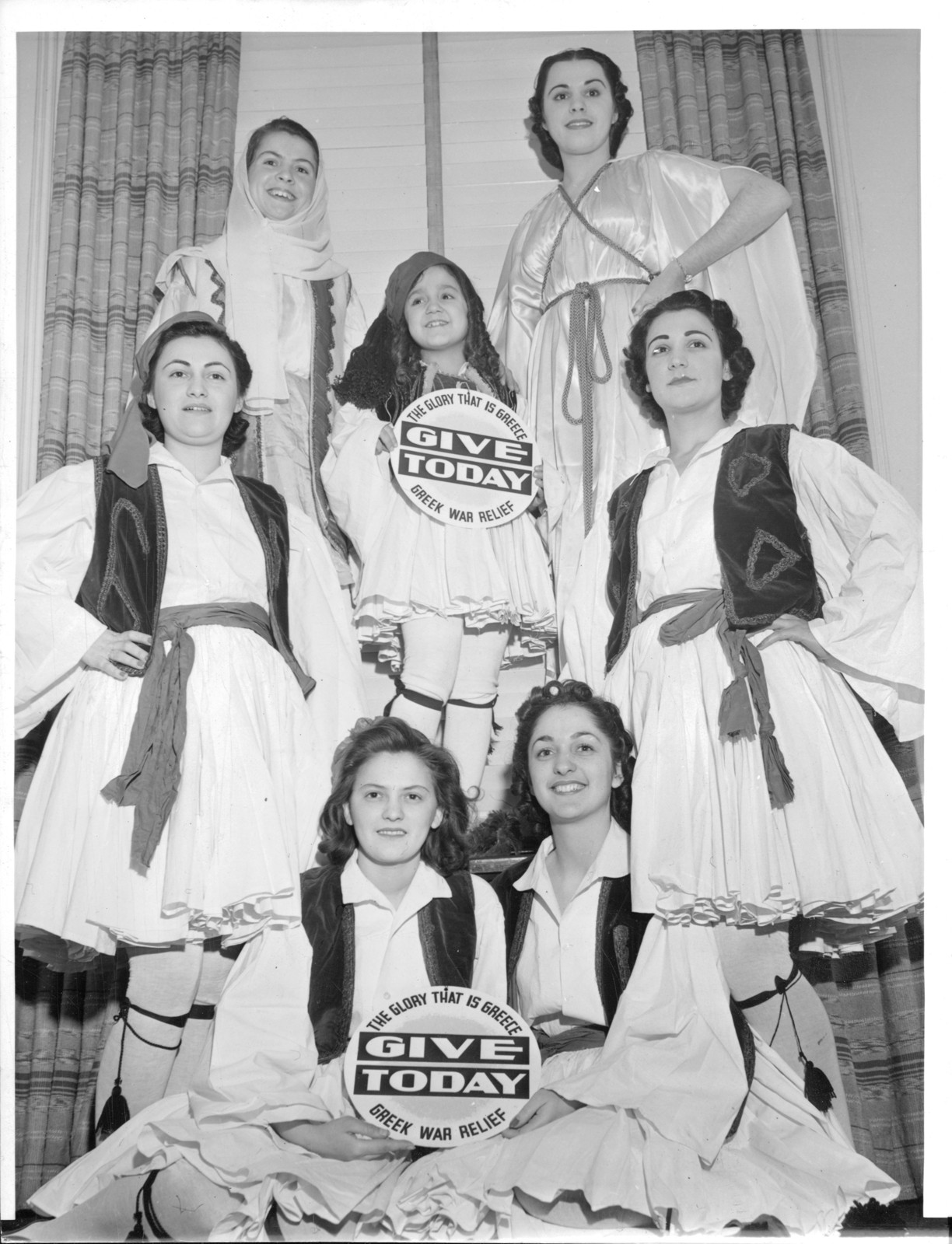 Chicago, December 16, 1940: young Greek Americans in traditional dress help rally support for Greek relief. Acme Newspictures; Gregory C. Pappas collection.